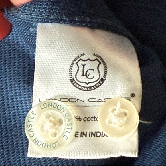 London Castle Men’s 100% Cotton Sz XL Long Sleeve Navy Button Up - Picture 6 of 8